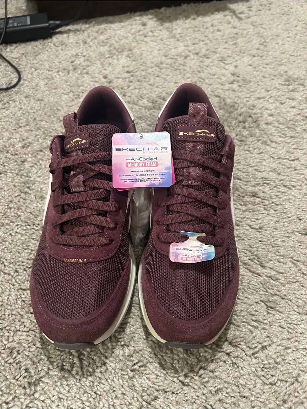 Skechers Women's Maroon Lace-Up Skech-Air Memory Foam Sneakers